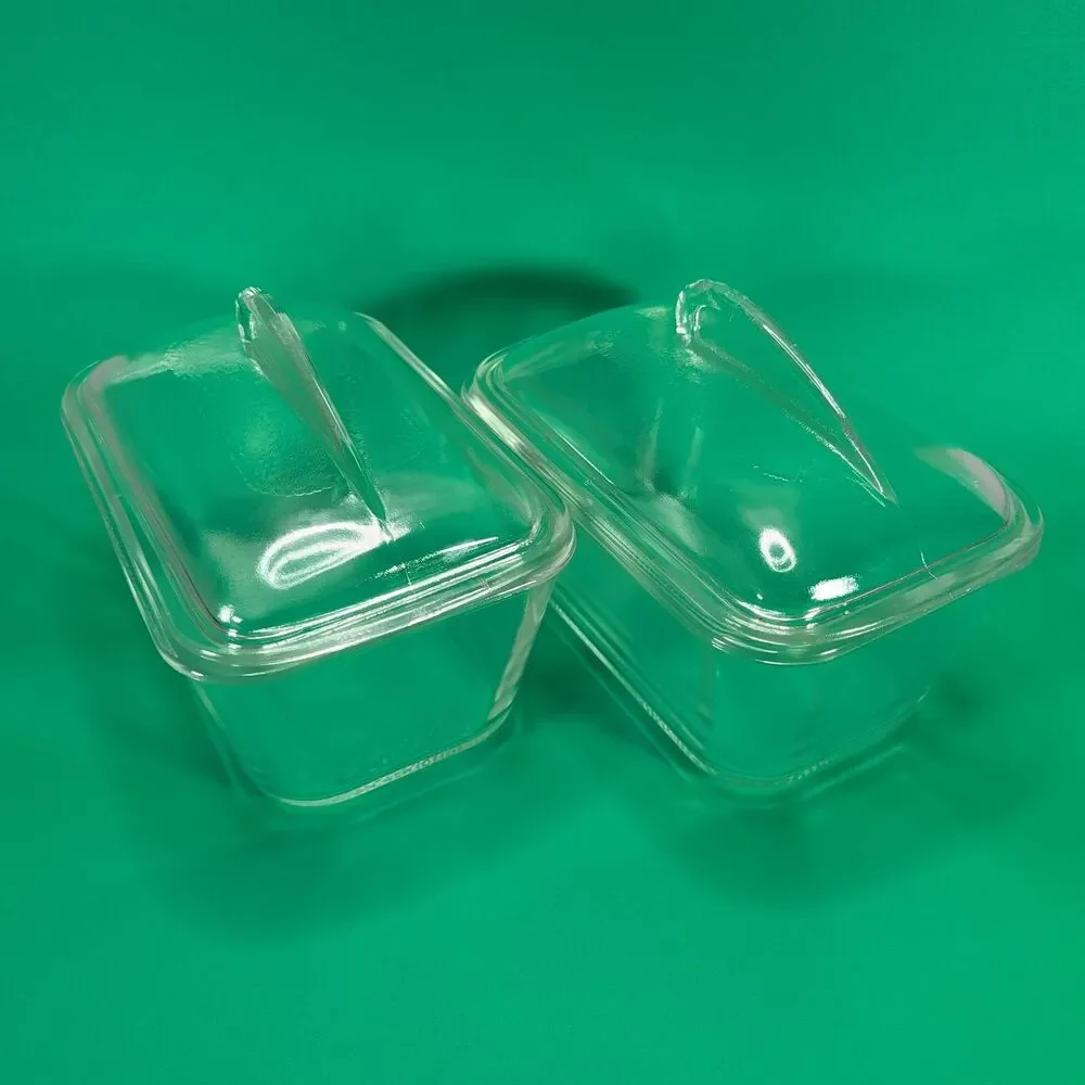 Vintage Glasbake Clear Glass 1.5 Qt Loaf Pans J-805 Baking Dish Set of 2 USA